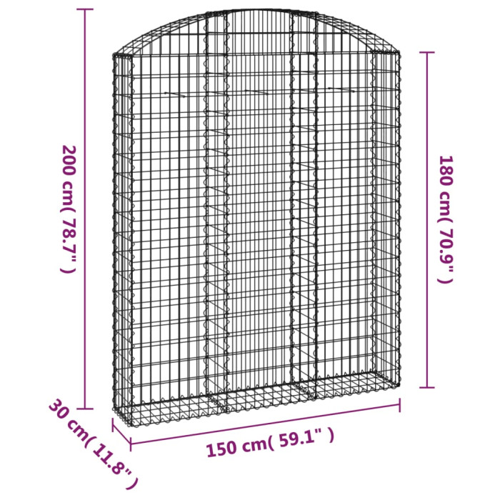 Obokana gabonska košara 150x30x180/200 cm pocinkano železo